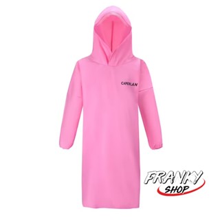 เสื้อปอนโชมีกระเป๋า เสื้อปอนโช เสื้อกันฝน CN JR Pink Pocket PONCHO