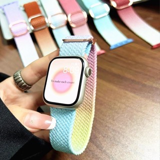 สายนาฬิกาข้อมือไนล่อนถัก ไล่โทนสี ปรับได้ สําหรับ Apple Watch Series 8 7 SE 6 5 4 3 2 1 Ultra 49 มม. ขนาด 41 มม. 45 มม. 38 มม. 40 มม. 42 มม. 44 มม. 49 มม.