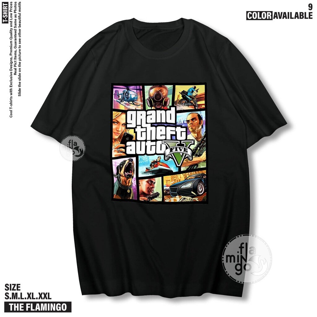 เสื้อแฟนเมด Gta 5 Grand Theft Auto GTA V Tshirt GTA5 เสื้อเกมมิ่ง - TFA145 S-3XL