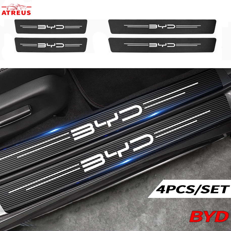 4/8 ชิ้น BYD Atto 3 Dolphin Seal U สติกเกอร์คาร์บอนไฟเบอร์ ป้องกันรอยขีดข่วน สำหรับติดประตูรถยนต์ Threshold stickers to prevent trampling