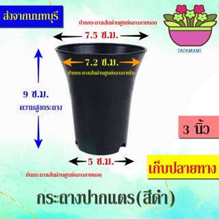 (1-10ใบ) papamami กระถางพลาสติก กระถางดำ ปากแตร 3นิ้ว กระดิ่ง กระถางปลูกต้นไม้ กระถางต้นไม้ ที่ปลูกต้นไม้ กระถางแค็คตัส