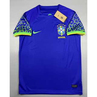 เสื้อบอล แฟนบอล ทีมชาติ บราซิล เยือน 2022-23 Brazil Away World Cup 2022 สีนำ้เงิน