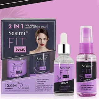 Sasimi Fit me 2in1 เซรั่มเซรั่ม+สเปรย์ ใช้ฉีดหลังแต่งหน้าและเฟซเซรั่ม มอยเจอร์ไรซิ่ง 50 ml+30ml