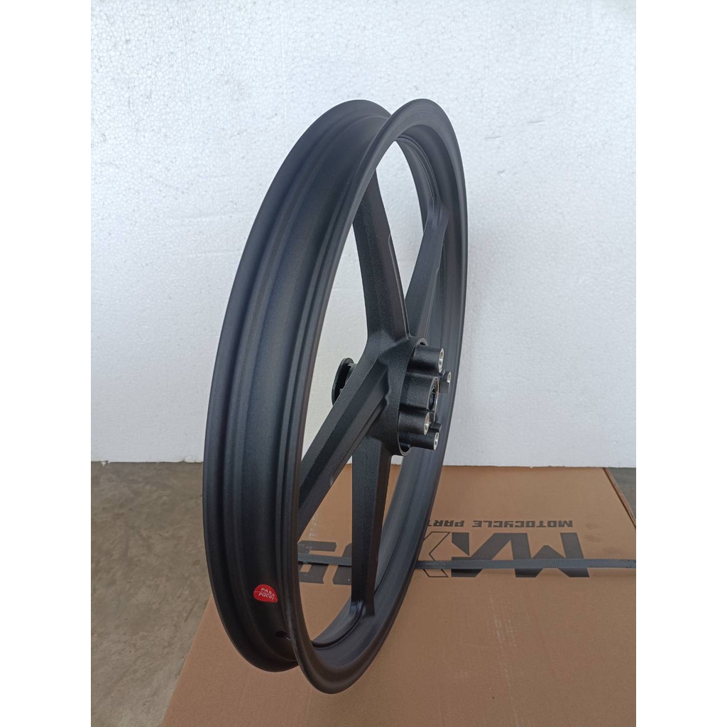 ล้อแมก หน้าเดิมพร้อมบูตและลูกปื่น เวฟ 110i+125iปลาวาฬ ดำด้าน5ก้าน 1.40-17