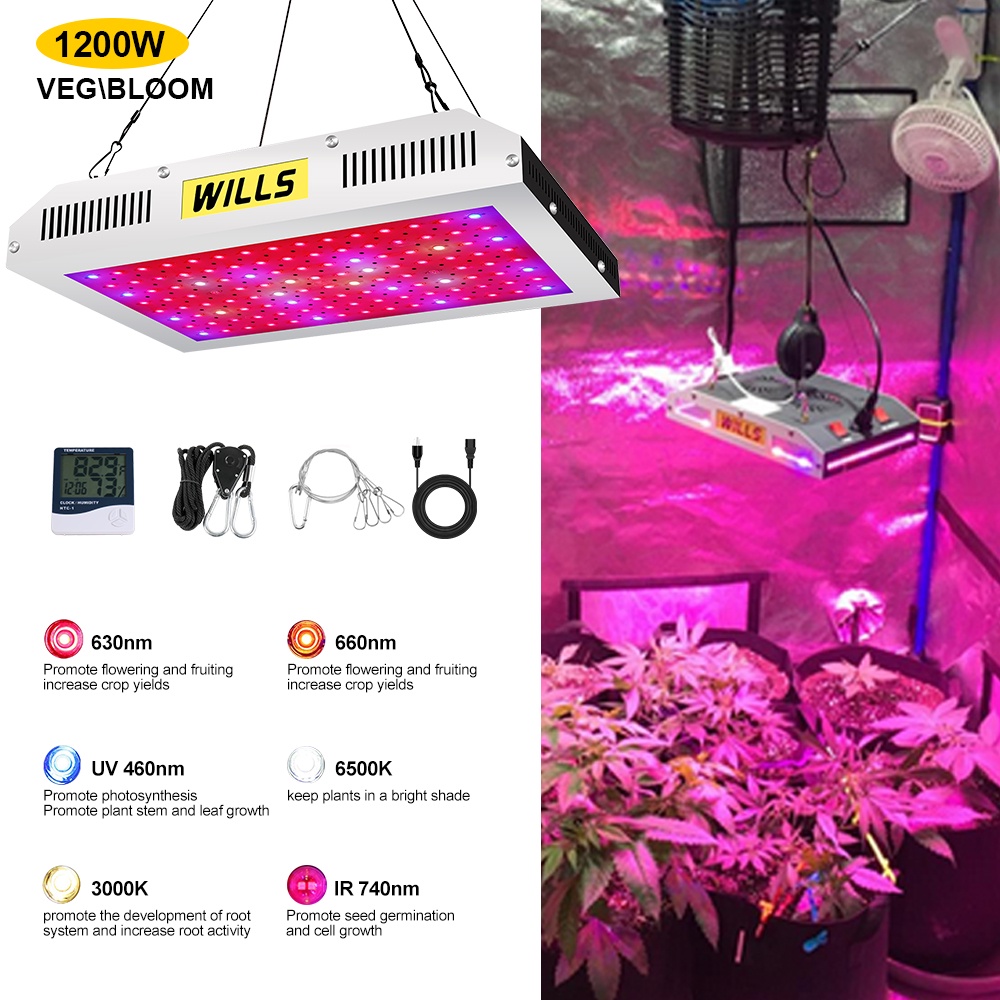 🔥พร้อมส่ง🔥1200W แผงโคมไฟปลูกต้นไม้ ไฮโดรโปนิก LED Grow light เต็มสเปกตรัม หลอดไฟ สำหรับพืช เรือนกระจ