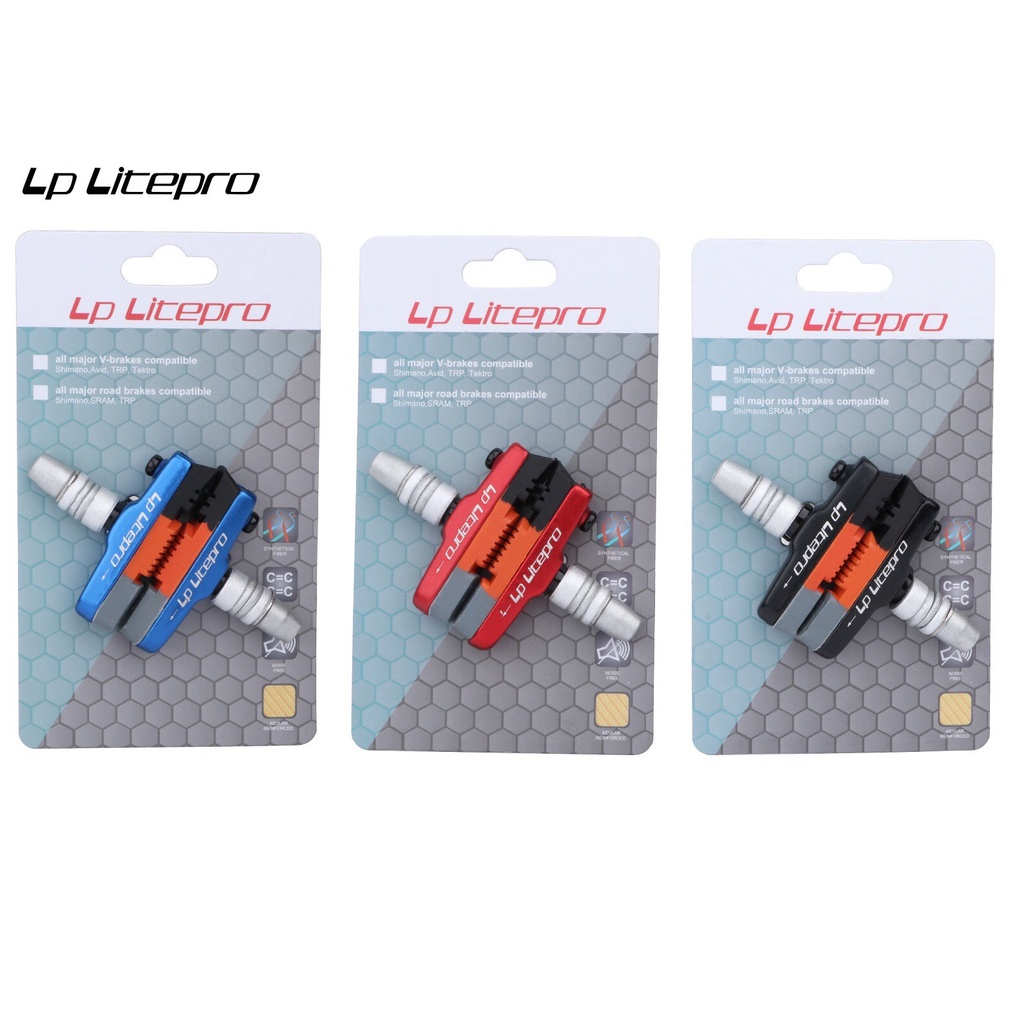 ผ้าเบรก LITEPRO คู่ (ผ้าเบรค) ผลิตจากยางทนทานไร้เสียงรบกวนสําหรับจักรยาน 412/P8/451/20 นิ้ว [GENUINE