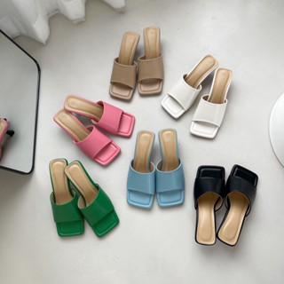 Roti heels รองเท้าส้นสูง1.5นิ้ว ทรงหัวตัดแบบสวม มี6สี กดสั่งได้เลยค่า (Wila shoes)