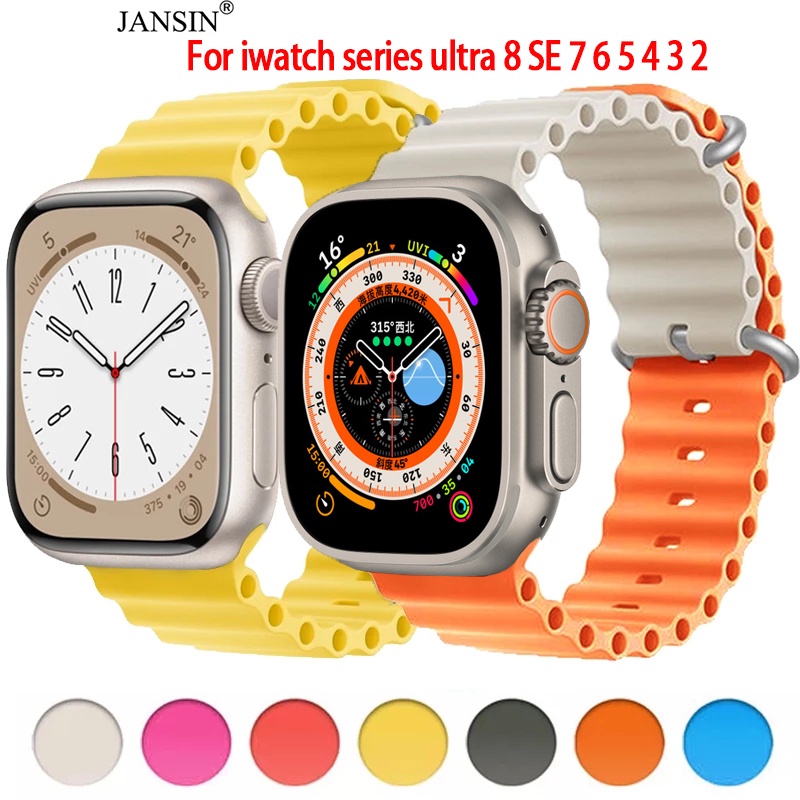 jansin ocean สาย applewatch series 8 7 สายนาฬิกาข้อมือซิลิโคน สําหรับ สำหรับ iwatch series ultra 8 7 6 5 49มม 44มม 40มม 45มม 41มม smart watch