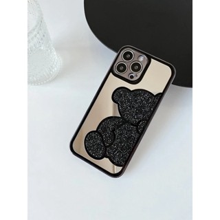 เคสไอโฟนiphone ติดเพชร ลายหมี กระจก