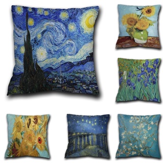 ปลอกหมอน ลายภาพวาดสีน้ํามัน Van Gogh สไตล์นอร์ดิก สําหรับตกแต่งบ้าน โซฟา ข้างเตียง (ไม่มีแกนหมอน)