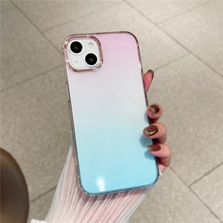 เคสโทรศัพท์ซิลิโคน TPU ใส ไล่โทนสีรุ้ง แวววาว กันกระแทก สําหรับ iPhone 14 14 Pro 14 Pro Max 14 Plus