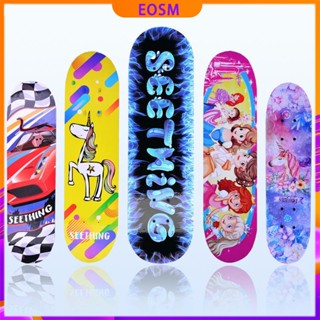 EOSM สเก็ตบอร์ด Skateboards สเก็ตบอร์ดเด็ก 60CM สเก็ตยอร์ล้อมีไฟ ล้อPUกระพริบ ผู้เริ่มต้นเล