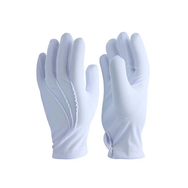 ถุงมือผ้าโพลีสีขาว ติดกระดุม | สำหรับงานจราจร | งานตรวจสอบคุณภาพ
