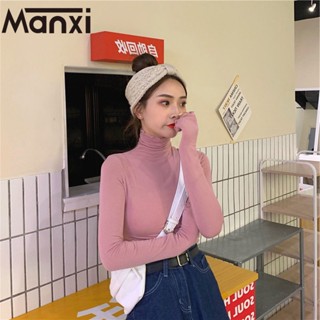 Manxi 🍓พร้อมส่ง🍍เสื้อไหมพรมแขนยาว คอเต่าพับคอได้ ผ้านิ่มยืดได้เยอะ 7สี S141012