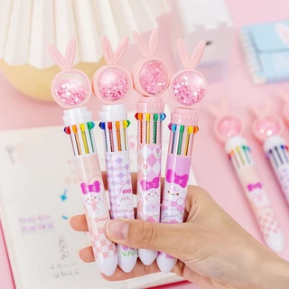 ปากกาหลากสี ลายน่ารัก 10 สีในแท่งเดียว สำหรับนักเรียน นักวาดภาพ