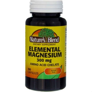 Natures Blend Elemental Magnesium Amino Acid Chelate 300 mg. 100 Capsules แมกนีเซียม กรดอะมิโนคีเลต