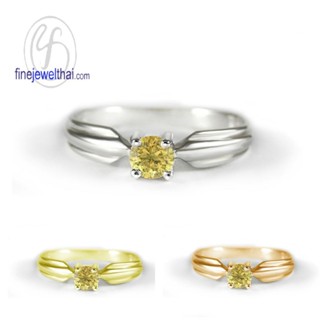 Finejewelthai-แหวนบุษราคัม-แหวนเงินแท้-แหวนพลอยแท้-Yellow-Sapphire-Silver-Ring-R1233yl (เลือกสีตัวเรือนได้)