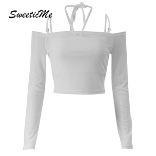 Sweeticme ใหม่ เสื้อยืดลําลอง แขนยาว เข้ารูป สีพื้น เซ็กซี่ แฟชั่นสําหรับสตรี 2022