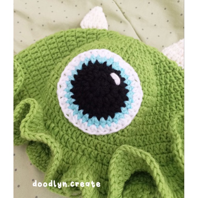 Monster inc / monster university SULLY และ MIKE WAZOLSKI Crochet BUCKET HAT HANDMADE