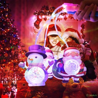 ღ 2023คริสต์มาสแบบพกพาโคมไฟตกแต่งแหวนเข็มกลัดเด็ก Xmas ของขวัญ Santa Claus Snowman Star Ball ขาตั้งของเล่น Light