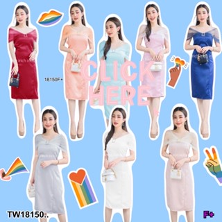 PE18150 Dress เดรสสั้น อกแต่งเข็มกลัดเพ็ชร