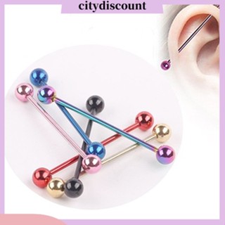 &lt;citydiscount&gt; จิวเจาะร่างกาย ลิ้น แบบยาว สเตนเลส สไตล์พังก์ สําหรับทุกเพศ 1 คู่