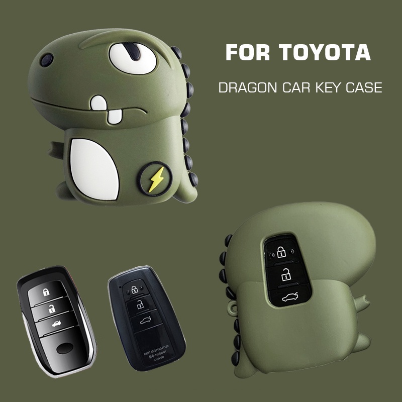 Dinosaur Dragon Car Key Case Cover for Toyota Chr Rav4 Auris Avensis Prius Aygo Camry Corolla Land Cruiser 200 Prado Cro
