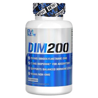 ดิม DIM 200 mg.  Diindolylmethane 60 Veggie Capsules ,Balanced Hormone Levels, EVLution Nutrition