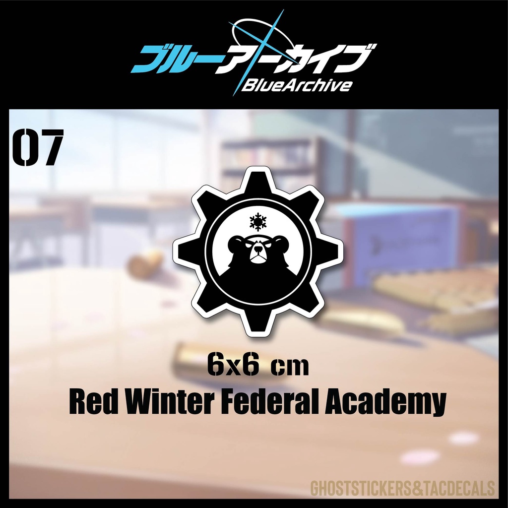 07สติกเกอร์โลโก้เกม BlueArchive-Red Winter Federal Academy ตกแต่งมือถือ รถยนต์ มอเตอร์ไซค์ laptop computer งานพิมพ์
