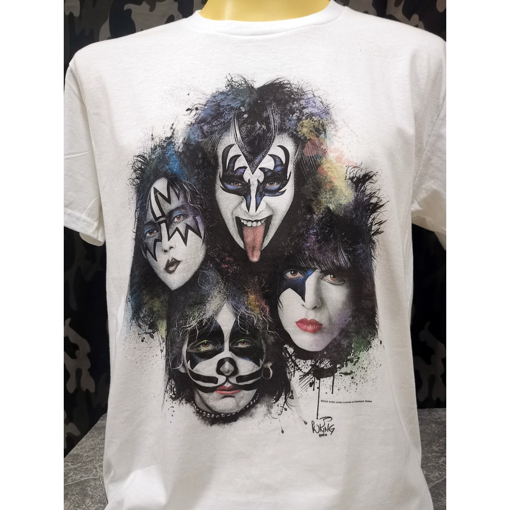 เสื้อยืดเสื้อวงนำเข้า Kiss (band) Queen AC/DC Aerosmith Van Halen Metal Hard Rock Heavy Metal Style Vitage T-Shirt