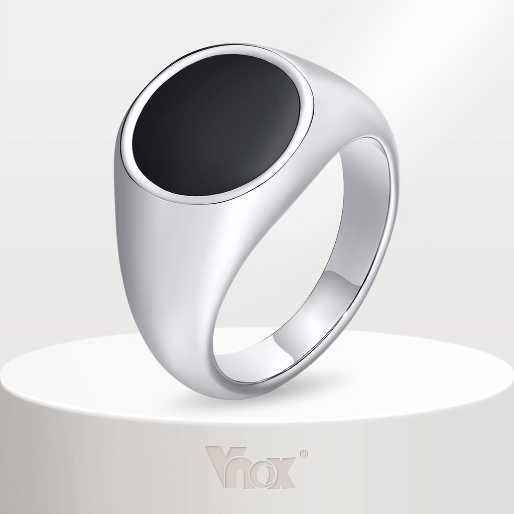 Vnox แหวนสเตนเลส ทรงกลม กันน้ํา 13 มม. สําหรับผู้ชาย