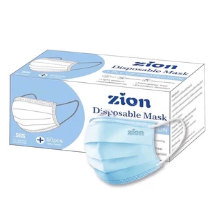 ZION รุ่น Disposable Mask หน้ากากป้องกันฝุ่นละออง หน้า 3 ชั้น แมส ป้องกันโควิด ได้มาตรฐาน ผ่านการจดแจ้ง