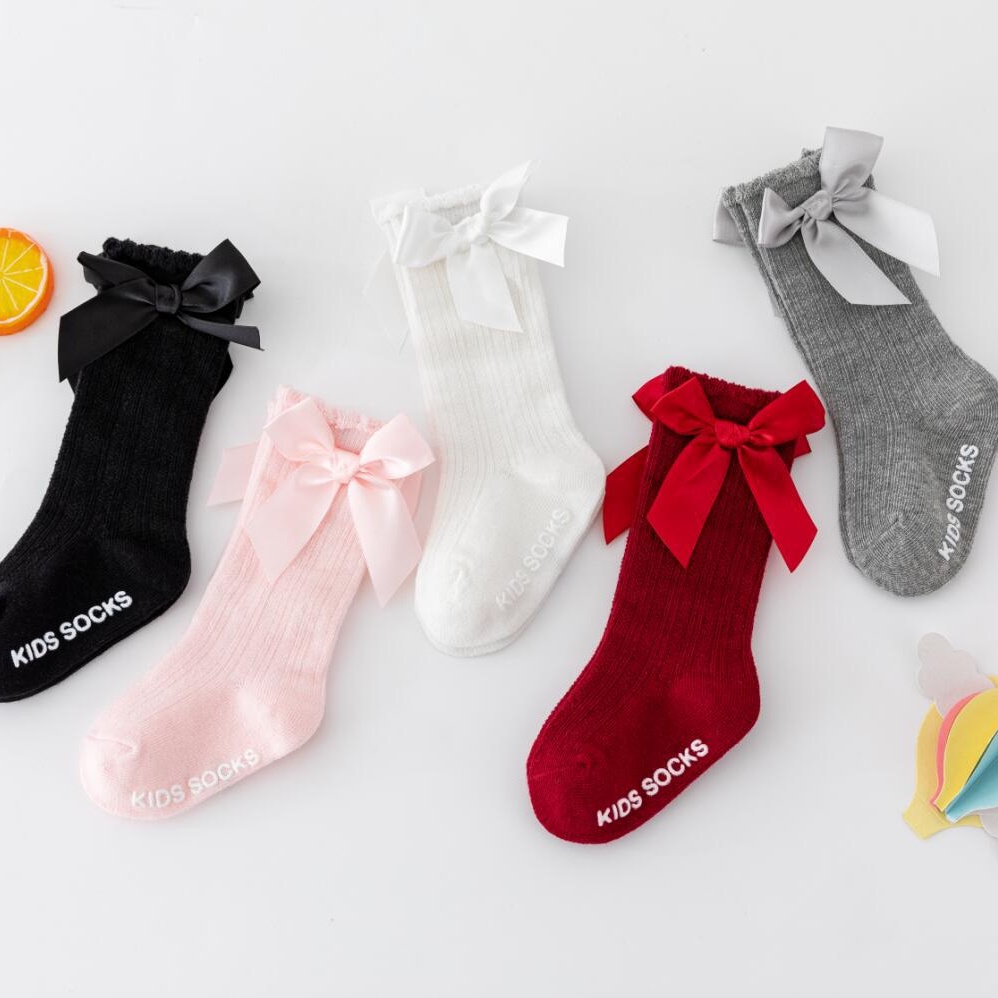 ถุงเท้าผูกโบว์ สําหรับเด็กทารกผู้หญิง อายุ 0-2 ปี