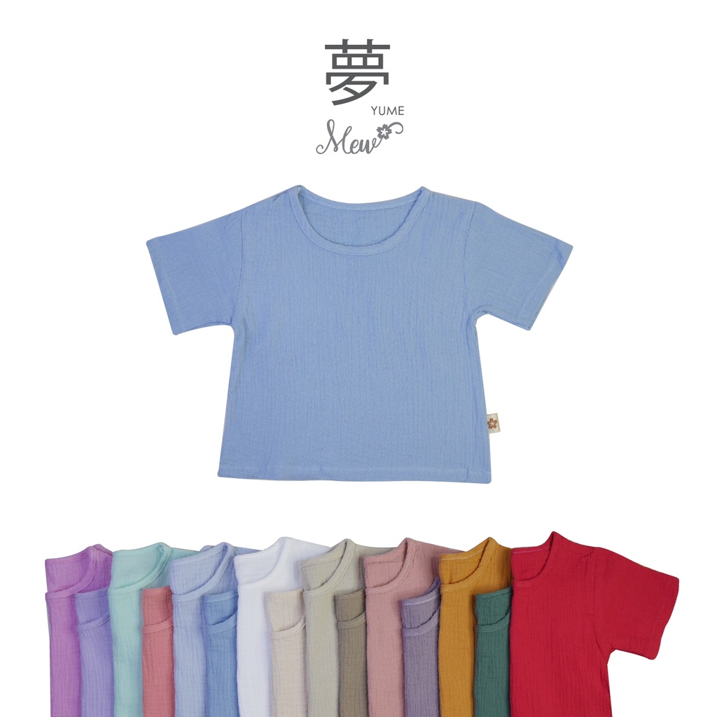 เสื้อคอกลมแขนสั้น ผ้ามัสลิน/สาลูญี่ปุ่น 1-9 ขวบ
