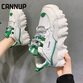 CANNUP รองเท้าผ้าใบแฟชั่น รองเท้าเปิดส้น ส้นสูง5cm เตรียมจัดส่ง X0201128