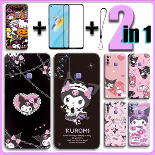 เคส 2 IN 1 สําหรับ VIVO Y30 VIVO Y50 พร้อมกระจกนิรภัยกันรอยหน้าจอเซรามิค Kuromi