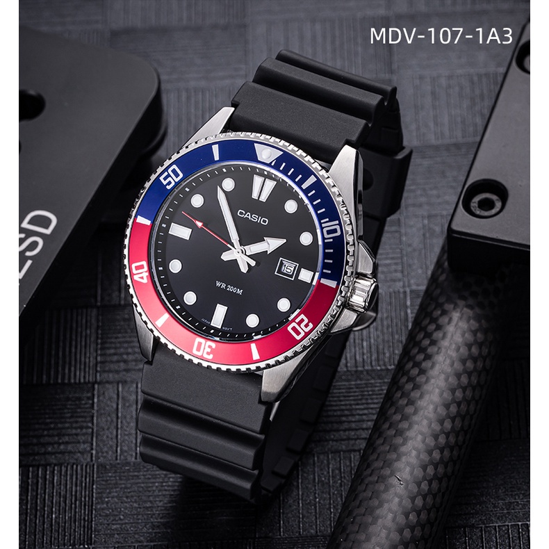 ใช้ได้กับ MDV-106 swordfish series Pepsi สีแดงและสีน้ําเงิน mdv106-1a สายนาฬิกาเรซิน mr8