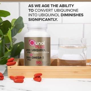 [ของแท้ 100% + พร้อมส่ง] 💖 Qunol โคคิวเทน พลัส โอเมก้า 3 (ฉลากทอง 90 เม็ด) Ubiquinol CQ10 Extra Strength 200 mg+Omega 3