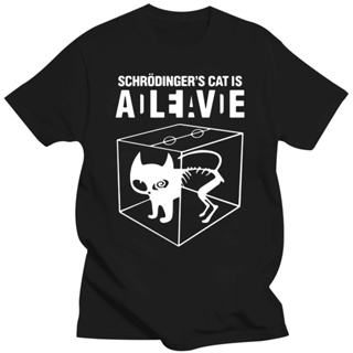 【hot tshirts】เสื้อยืดสวยๆ เสื้อยืดผู้ชายผ้าฝ้ายคุณภาพสูง Schrodingers แมวพิมพ์แขนสั้นผู้ชายเสื้อยืดลําลองทฤษฎีบิ๊กแบงบุ