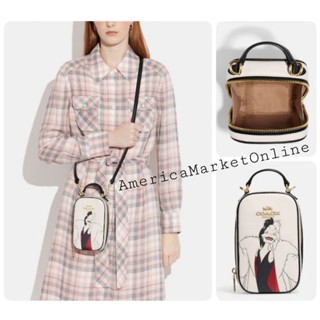 กระเป๋าหนัง COACH/ Disney X Coach Eva Phone Leather Crossbody With Cruella Motif (Coach CC328)