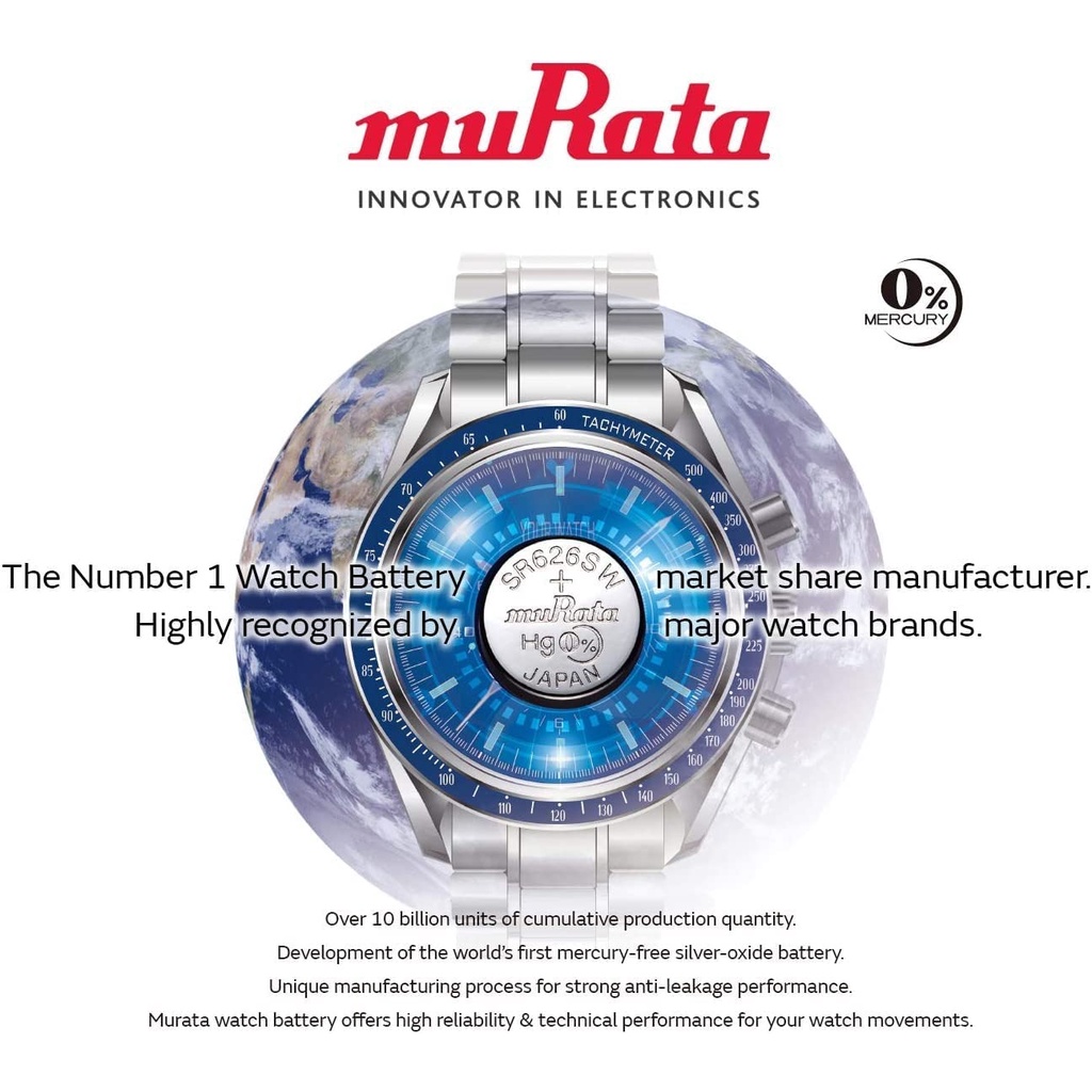 ถ่านกระดุม Murata 377/SR626SW ของแท้ Silver Oxide Battery 1.55V COIN (MADE IN JAPAN) พร้อมส่ง