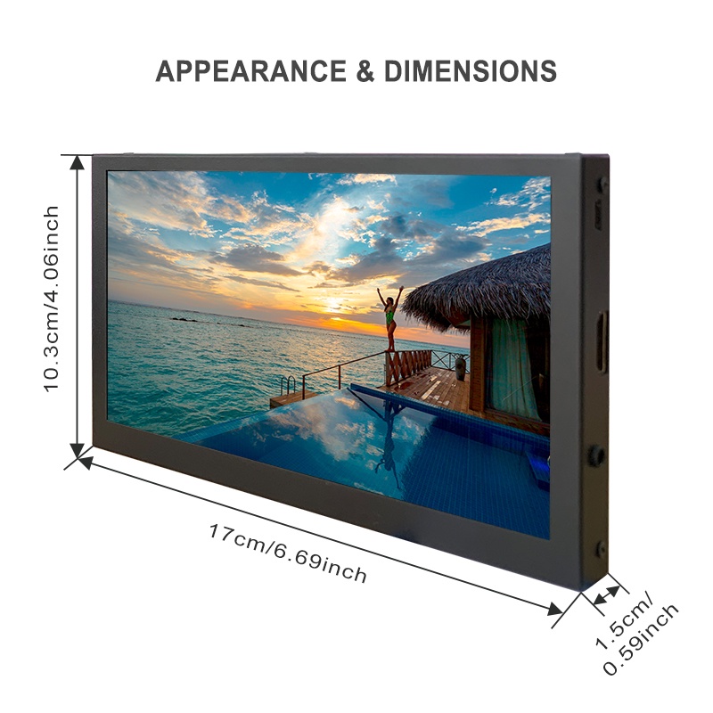 7 inch Monitor Display 1024x600 HD LCD Display 7 inch HDMI LCD Screen Display with Stand Dual Speakers HDMI Touchscreen  #8