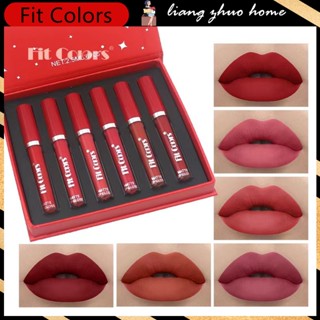 Fit Colors ลิปกลอส 12 สี เนื้อกํามะหยี่ เคลือบกันน้ํา ติดทนนาน ลิปกลอส ลิควิดลิปสติก เครื่องสําอาง