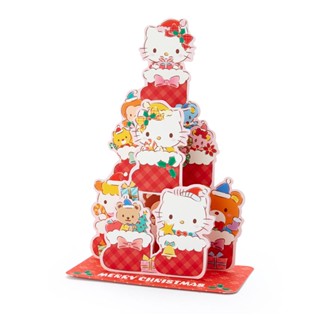 Sanrio Christmas Pop Up Card From Japan การ์ดอวยพรลาย Hello Kitty สีแดง กางออกมาเป็นต้นคริสต์มาสได้