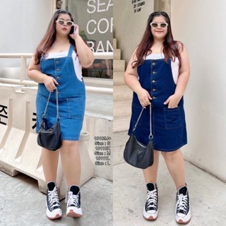 SS18109 เอี๊ยม #Bigsize กระโปรงยีนส์ กระเป๋า 2 ข้าง Bib #Bigsize denim skirt 2 side pockets