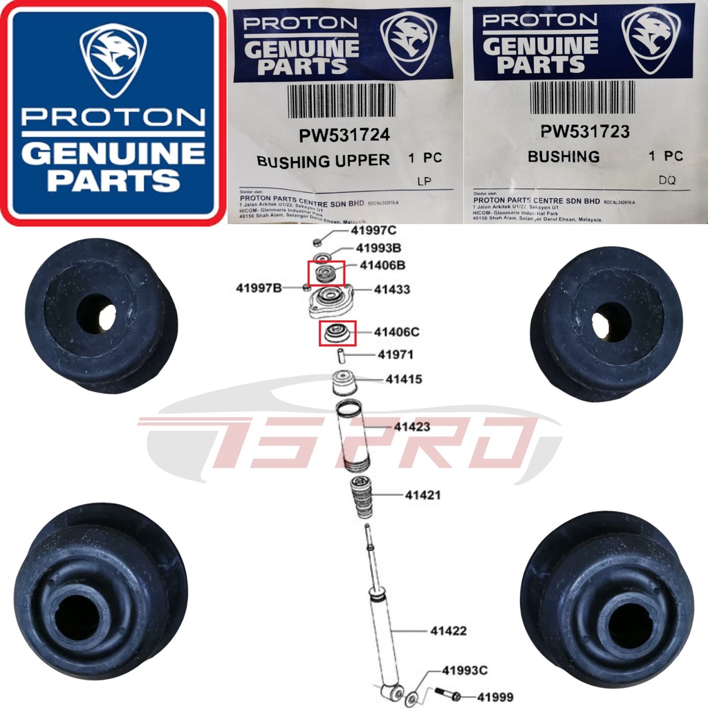 Proton BLM Waja Gen2 Neo Exora Iriz wira Persona Preve โช้คอัพหลัง Damper Belakang ติดตั้ง Bush PW531723/4