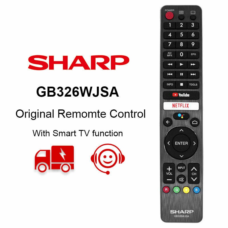 SHARP GB326WJSA สําหรับ Sharp Netflix AQUOS สมาร์ทเสียง LCD TV รีโมทคอนโทรล GB346WJSA 4T-C50BJ3T 2T-C50BG1X 2T-C50BG1I 2T-C4C32 2T2C1S