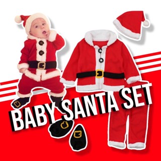 Baby santa set ชุดเซ็ตซานต้าเบบี๋มีเสื้อ+กางเกง+หมวก+รองเท้า #Xmas