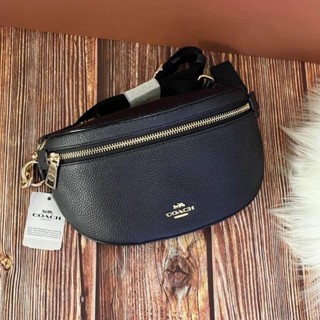 คาดอกสีดำ หญิง NEWCoach Womens Leather Fanny Crossbody Bag Belt Bag