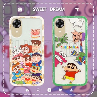 เคสโทรศัพท์มือถือ ซิลิโคนนิ่ม ลายการ์ตูนชินจังน่ารัก สีโปร่งใส คุณภาพสูง สําหรับ OPPO A17k A77s A57 A77 5G A96 A76 A55 A77s A17k